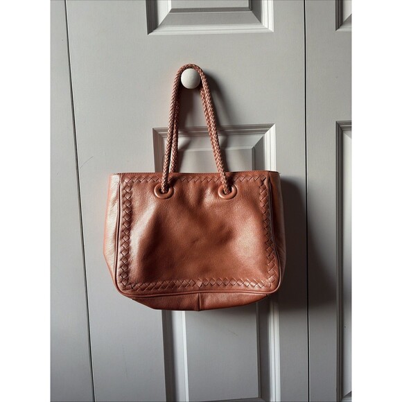 NWT Via Spiga Authentic Gorgeous Apricot Leather Butterfly Handle Bag - Picture 5 of 5